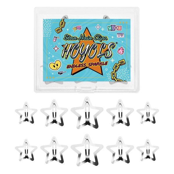 HOYOLS 55pcs Star Hair Clips Accessories for Women, Mixed Y2k Mini Silver Hair Clip Barrettes, Metal Non Slip Fashion Rave Hairclips Stuff Bangs for Girls Teens (Silver)