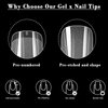 LoveOurHome 600pc Clear Gel X Nail Tips Short Square Fake Nail Tips Full Cover Clear False Nails Soft Gel X Nail Art Tips Artificial Fingernails for Salon and Home Gel X Acrylic Nail Design