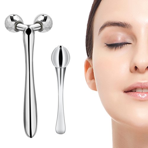 BTFCLOTHES Face Eye Roller Facial Roller Massager Facial&Body Beauty Roller Skin Care Tool for Face,Eyes,Neck, Body Slim Reduce Wrinkle Body Tightening Improve Face (Silver Set)