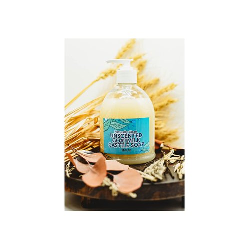 LandLSoap Goat Milk Unscented Pure Castile Soap Liquid for Face, Hand & Body Wash-Made in USA, All Skin Types, Dry & Sensitive Skin 16 oz
