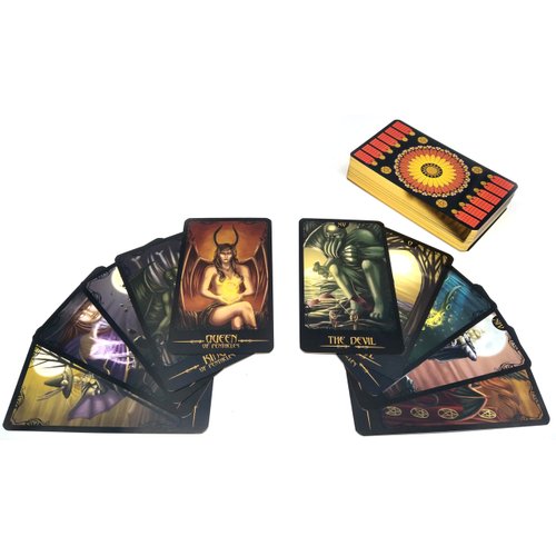 Gothic Horror Tarot Deck – 78 Full-Color Cards with Gold Edging and Gold Stamped Backs – Witches, Vampires, and Monster Hunters – Includes 20-Page Instruction Guide
