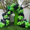 144Pcs Video Game Balloon Arch Garland Kit Green Black Silver Explosion Star Game Controller Mylar Balloons for Boys Kids Game On Level Favor Theme Birthday Party Decorations