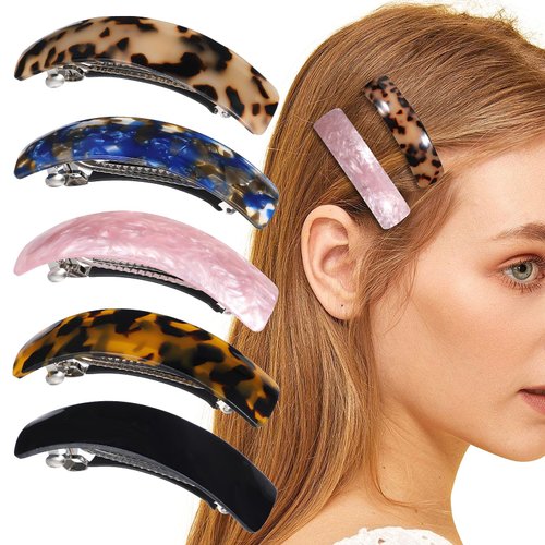 Tyqour 5Pcs French Hair Barrettes for Women Thick Hair 3.43Inch French Barrette Hair Clips Classi...