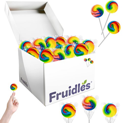 The Dreidel Company Rainbow Swirl Lollipop, Mixed Fruit Flavor, Individually Wrapped Pop, 1.5" Inch Swirl Pop (12-Pack)