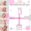 Gieehiol 5 in 1 Nail Magnet Tool Multi-function Nail Art Cat Eye Magnet Stick for Cat Eye Gel Nail Polish 3D with Silicone Protective Case Nail Design Tools for Nail Salon Home DIY (Pink, Small)