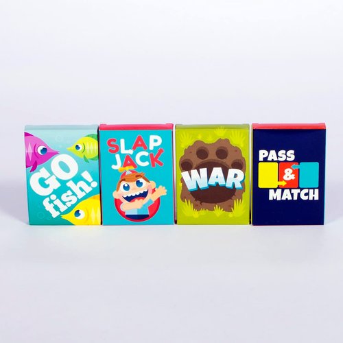 Chuckle & Roar - Classic Card Games 4pk - Ages 4 and up - Family Game Night - Go Fish, Slapjack, War, Pass and Match