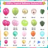 158Pcs Tropical Balloon Arch Garland Kit, Hawaiian Luau Aloha Flamingo Summer Beach Party Decorations Green Pink Orange Confetti Balloons Palm Leaves
