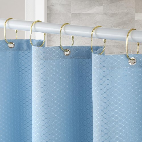 Goowin Shower Curtain Rings, 12 Pcs Shower Curtain Hooks, Oval Snap Shower Rings for Curtain, Metal Gold Shower Curtain Rings Rust Proof, Glide Smoothly Shower Hooks for Shower Curtain Rod (Gold)