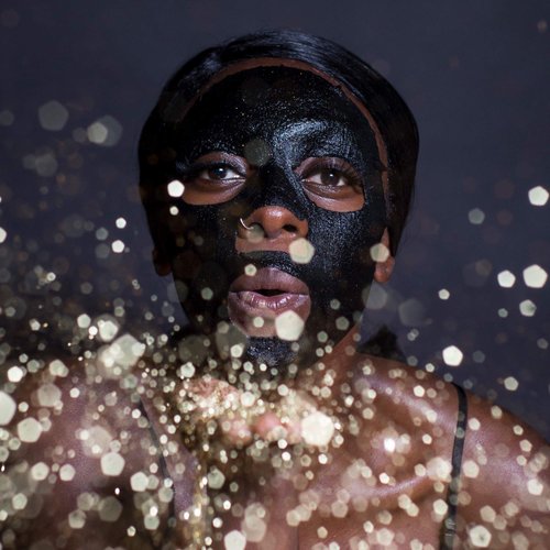 masque BAR Black Gold Sheet Mask with 24k Gold, Charcoal Powder, and Bamboo - Enriched Pore Refiner to Brighten Skin - Made in Korea