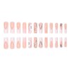 RikView French Tip Nails Square Press on Nails Long Fake Nails with 3D Flowers White Nails Glossy Stick on Nails 24 PCS