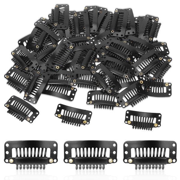 50 Pack Wig Clips Snap Rubber 9 Teeth Comfortable Wig Clips to Sew in Wig Clips to Secure Wig Combs Hair Clipsfor Wigs Clip on Wig for Women Small Wig Pins Clips for Extensions Wigs & Accessories