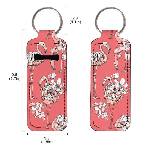 JooMeryer Lip Balm Holder Keychains Flamingo Printed Chapstick Holder Chapstick Sleeve Pouch Bag Accessories for Womens Girls,Pink Flower Flamingo