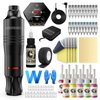 Tattoo Kit, Wormhole Tattoo Pen Kit Complete Tattoo Kit Rotary Tattoo Machine Kit with 20pcs Tattoo Cartridge Needles, 10pcs Tattoo Inks Tattoo Gun Kit Beginner WTK086 Black