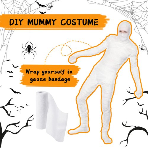 25 Yards 5 Rolls Halloween Mummy Bandage Wrap Self Adhesive Stretch Gauze Bandage Rolls Halloween Mummy Costume for Women Men Cosplay