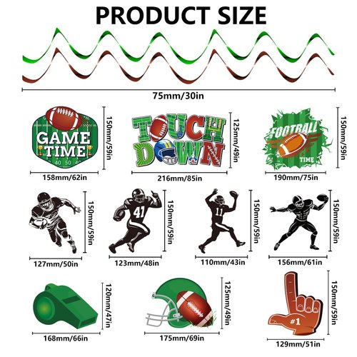 48Pcs Football Hanging Swirls Rugby Party Decorations Supplies, Hanging Spirals Football Theme Party Decor, Wall Ceiling Hanging Banner Football Locker Decorations for Football Birthday Party