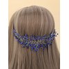 JWICOS Crystal Bridal Headpiece Wedding Headband for Brides Pearl Hair Vine Rhinestone Hair Accessories for Women (Blue)