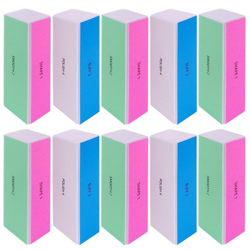 4 Way Nail Buffer Block (10 Pcs), Nail Shine Buffers Blocks Files for Natural and Acrylic Nails Smoother Buffing Block Polisher Fingernail File Buffer 120/240/600/3000 Grit for Buffing Shinning