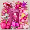 128 Pcs Hot Pink Balloon Arch Kit, Metallic Gold Star Confetti Balloons for Pink Theme Princess Party Birthday Girl Baby Shower Anniversary Wedding Valentines Day Graduation Decorations