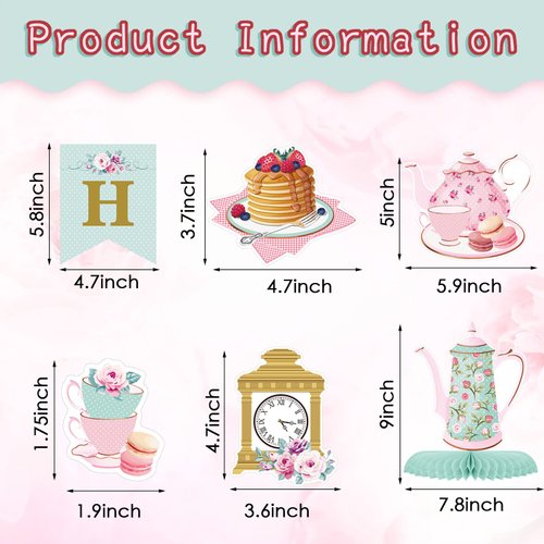 Floral Tea Party Decorations Floral Birthday Banner Teapot Birthday Decorations Floral Tea Honeycomb Centerpieces Tea Hanging Swirl Decoration for Birthday Baby Shower Wedding Party Supplies