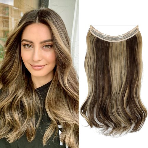 Felendy Wire Hair Extensions Thick Curly Wavy Invisible Secret Extension Fish Line Clip in Hairpi...