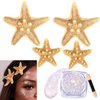 YGDZ Starfish Hair Clip, 4PCS Starfish Hair Clips Mermaid Hair Accessories, 1PCS Face Body Glitter, Mermaid Costume Women, Seashell Hair Clip, Mermaid Outfit for Women, Girls