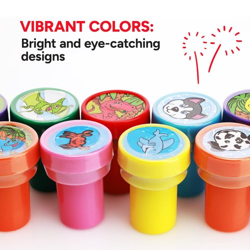 Assorted Stamps for Kids Self Inking Stamp Set of 50 pcs Small Ink Stamps Cute Hand Stampers for Crafting and Art Projects - Teacher Stamps Classroom Party Favors School Supplies Treasure Box Prizes