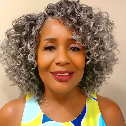 PHOCAS 6Packs 8Inch Gray Curly Crochet Hair for Black Women Deep Wave Crochet Hair Water Wave Crochet Braiding Hair Extensions(24Roots/Pack)