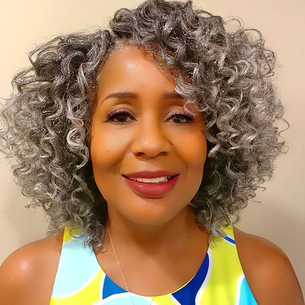 PHOCAS 6Packs 8Inch Gray Curly Crochet Hair for Black Women Deep Wave Crochet Hair Water Wave Crochet Braiding Hair Extensions(24Roots/Pack)