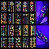 20 Sheet Glow in The Dark Temporary Tattoos 160+Styles Blacklight UV Neon Body Face Paint,Fake Tattoo Stickers for Women,Adult, Rave Festival Accessory Decorations,Glow in The Dark Party Supplies