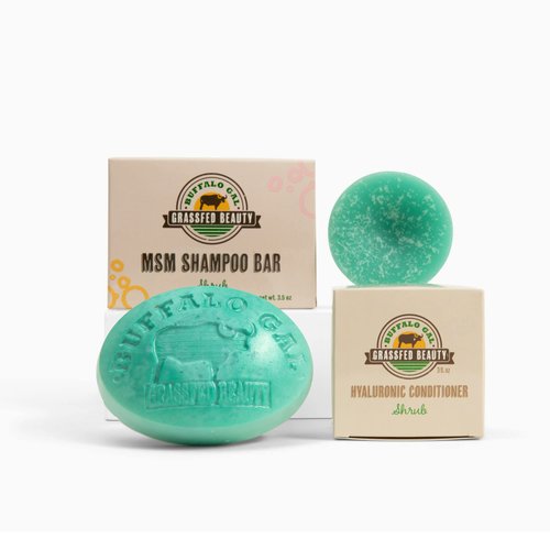 MSM Shampoo Bar + Hyaluronic Hair Conditioner Bar, Solid Bar Shampoo and Conditioner for Hair Growth, Non-Soap, For All Hair Types, Shrub, Set of 2
