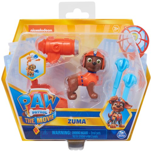 Paw Patrol, Movie Collectible Zuma Action Figure with Clip-on Backpack and 2 Projectiles, Kids’ Toys for Ages 3 and up