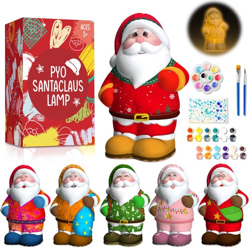 Goodyking Paint Your Own Santa Claus Lamp Kit, DIY Christmas Crafts Night Light, Arts & Crafts for Kids Ages 8-12, Art Supplies Birthday Easter Party Holiday Gift for Teens Girls Boys Age 3 4 5 6 7 8+