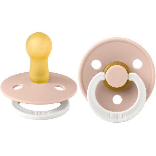 BIBS Pacifiers | Natural Rubber Baby Pacifier | Set of 2 BPA-Free Soothers | Made in Denmark | Blush Glow | Size 0-6 Months