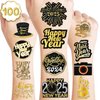 10 Sheets New Years Eve Tattoos Stickers Party Supplies Favors Decorations Happy New Years 2025 Decor Cute Gifts for Kids Men Women