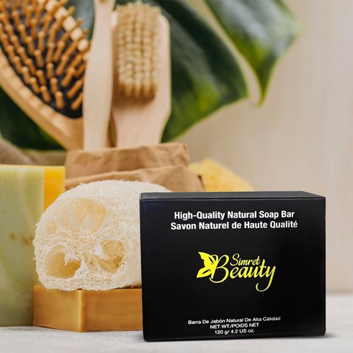 Simret Beauty Turmeric Soap Bar - Natural Face & Body Cleanser with Turmeric & Charcoal for Acne, Dark Spots, and Skin Brightening, Organic, Cruelty-Free, Sulfate-Free, 4.2 oz