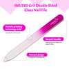 CANVALITE Glass Nail File Set for Natural Nails Double Sided 180/320 Grit Crystal Nail Files with Case Glass Fingernail File Stocking Stuffers for Women Girls Gifts, Pack of 3
