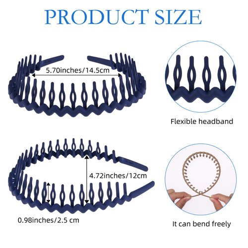 WLLHYF Hairband, 6 Pieces Shark Tooth Hair Comb Headbands for Girls Women Plastic Wave Shape Headbands Non-slip U Shaped Colorful Hair Bands Hair Styling Accessories