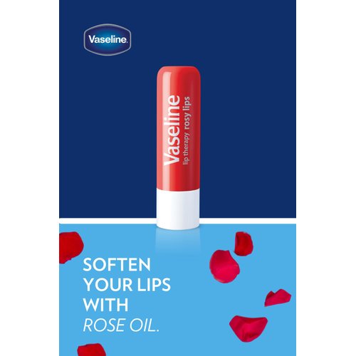Vaseline Lip Therapy Care Rosy, Fast-Acting Nourishment, Ideal for Chapped, Dry, Cracked, or Damaged Lips, Lip Balm, 4-Pack, 0.16 Oz Each