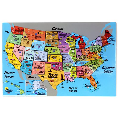 Ata-Boy Magnetic USA Map Play-n-Learn United States Puzzle Board…