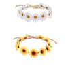 Sunflower Headband Crown, 2PCS Sunflower Flower Headband, Sunflower Hair Wreath Women Girl Bridal Floral Headpiece For Hippie Party Wedding Festivals(White, Yellow)