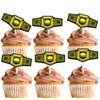 18pcs Gold Glitter Championship Ring Dessert Cupcake Topper Wrestling Belt Fitness Sports Theme Decor Supplies Men Boys Happy Birthday Anniversary Party Decorations