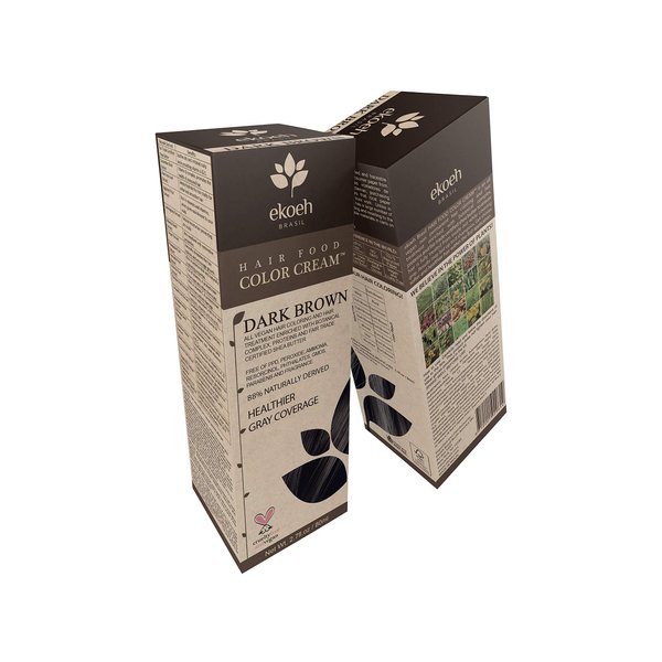 Hair Color EKOEH BRASIL Cream Dark Brown, PPD FREE, VEGAN 2.7fl.oz