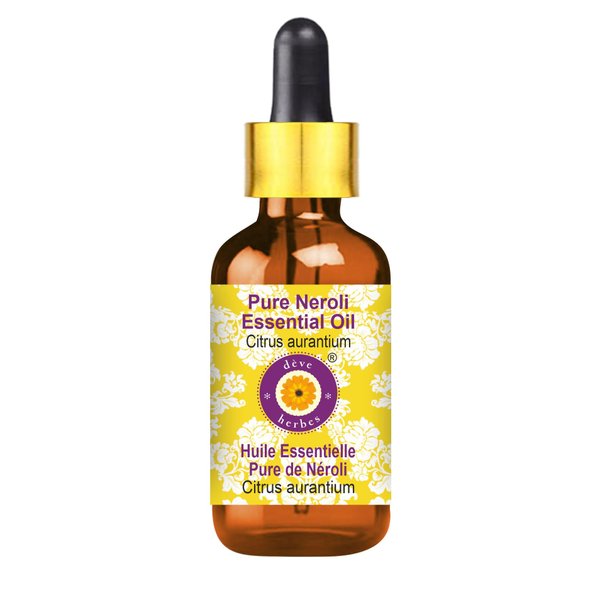 Deve Herbes Pure Neroli Essential Oil (Citrus aurantium) with Glass Dropper Steam Distilled 15ml (0.50 oz)