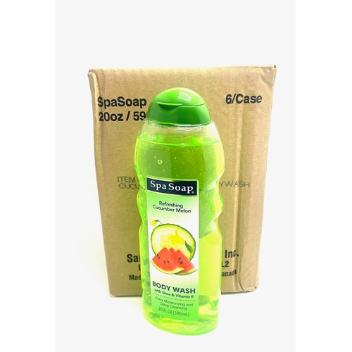 Spasoap Bulk Body Wash, With Soft Refreshing Scent Extra Moisturizing and Deep Cleansing with shea & Vitamin E (6 count) 20FL oz each; Body soap smooth feeling (Cucumber Melon)