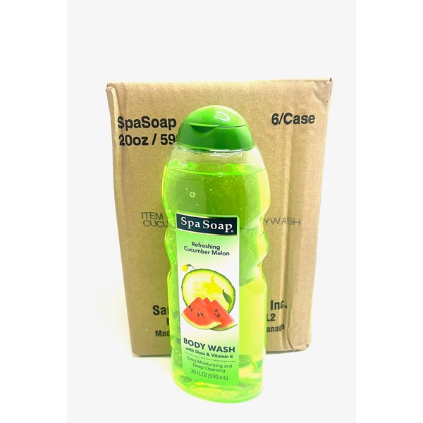 Spasoap Bulk Body Wash, With Soft Refreshing Scent Extra Moisturizing and Deep Cleansing with shea & Vitamin E (6 count) 20FL oz each; Body soap smooth feeling (Cucumber Melon)