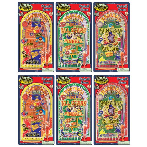JA-RU Mini Pinball Game (6 Pocket Games) Handheld Sports Themed Arcade Toy for Kids & Adults. Classic Old School Vintage Toys. Travel Retro Games. Home Tabletop Party Favors Stocking Stuffers. 210-6s