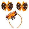 1 Set Thanksgiving Turkey Headband and Hair Clips Headwear Set with Bow Polka Dot for Girls Children Autumn brown Christmas Halloween Thanksgiving Hair Accessories