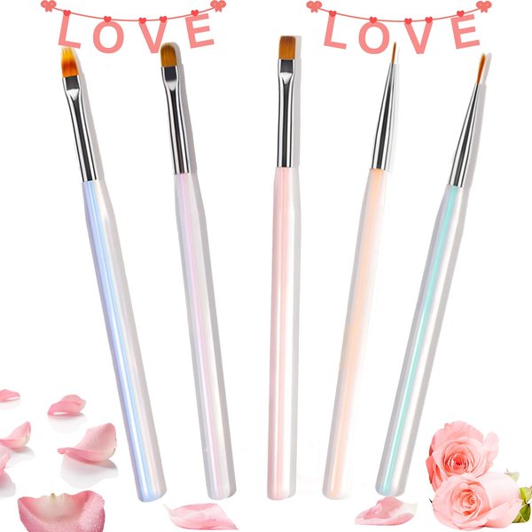 MAYCHAO Nail Art Brushes Set, Nail Art Design Pen Painting Tools with Nail Extension Gel Brush, Nail Art Liner Brush and Nail Dotting Pen for Gel Polish Manicure Salon DIY at Home (5 Pcs)