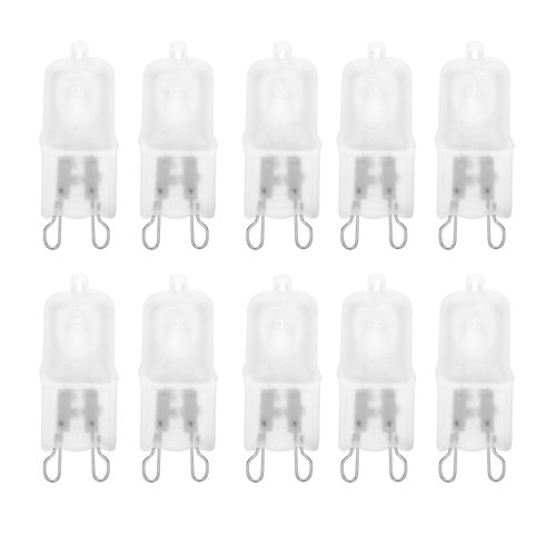 10 Pack Frosted Lense 40W Q40/G9/FR/120V G9 JCD 40 Watt 120 Volt T4 JD Type Halogen Light Bulb Photography Studio Bar Lounge Gallery Museum Kitchen Island Microwave Range Hood Bathroom Vanity Lighting