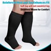 KEKING® Extra Wide Calf Compression Socks for Men & Women, 20-30 mmHg Compression Stockings Open Toe - Plus Size Knee High Support Hose for Varicose Veins, Pain Relief, Swelling, Black M
